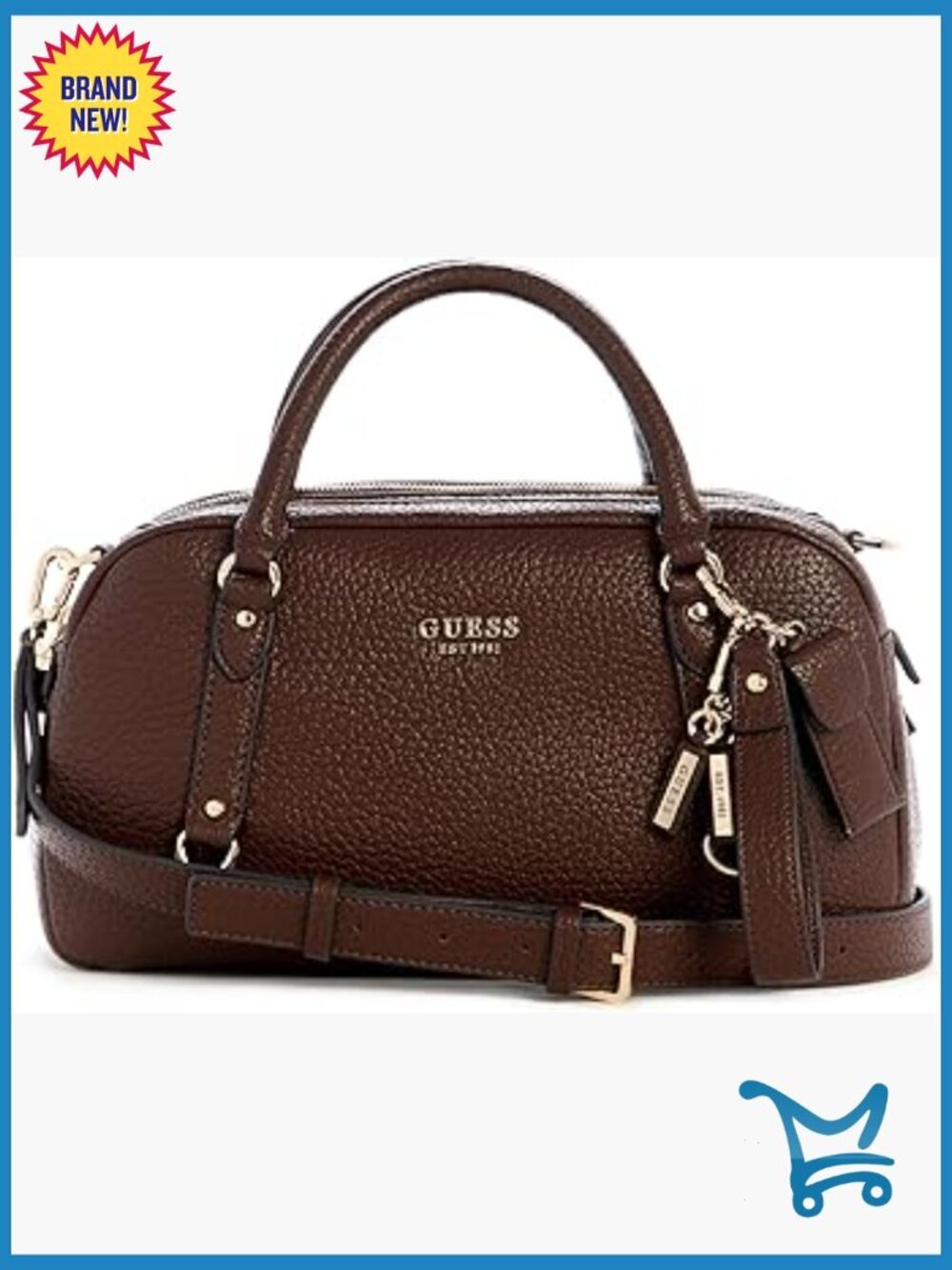 Eco Grain PU Satchel with Detachable Crossbody Strap, 3 Compartments